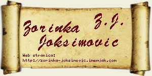 Zorinka Joksimović vizit kartica